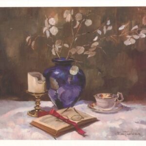 Blue vase with bible